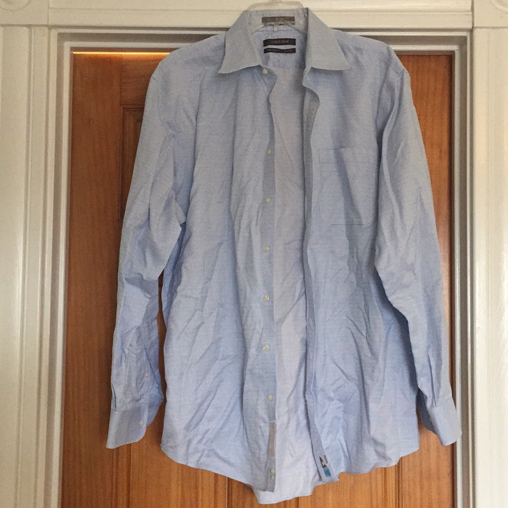 Nordstrom traditional fit blue and white 16 1/2 35